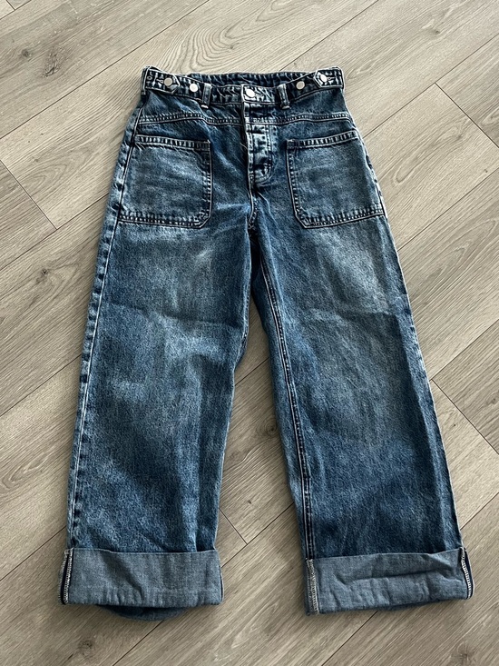 Free People Denim - Free People Wide-Leg Cuffed Denim Jeans